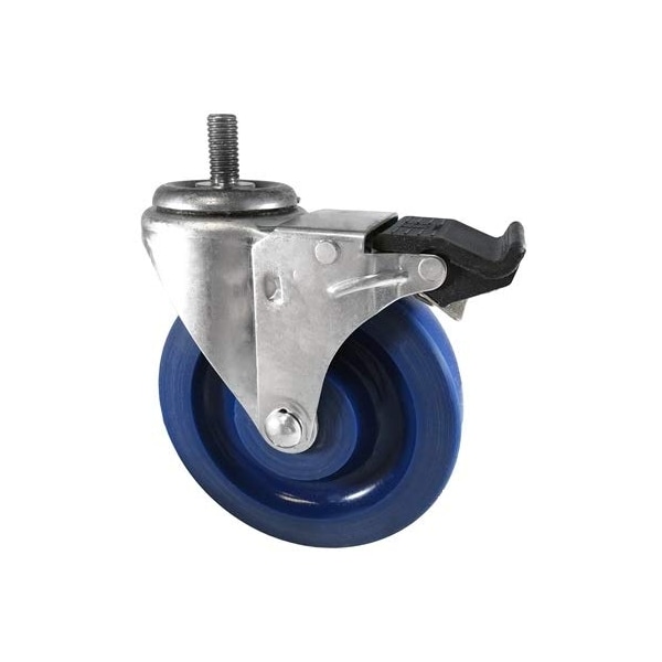 3"x1.25" Blue Solid Polyurethane Wheel, 1/2"-13x1-1/2" Threaded Ste
